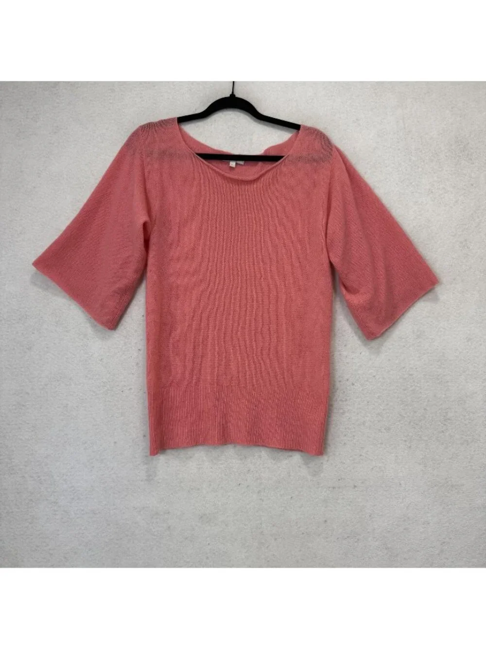 Cristi Conaway Cashmere Sweater Womens Medium Pink Scoop Neck Short Sleeve Knit